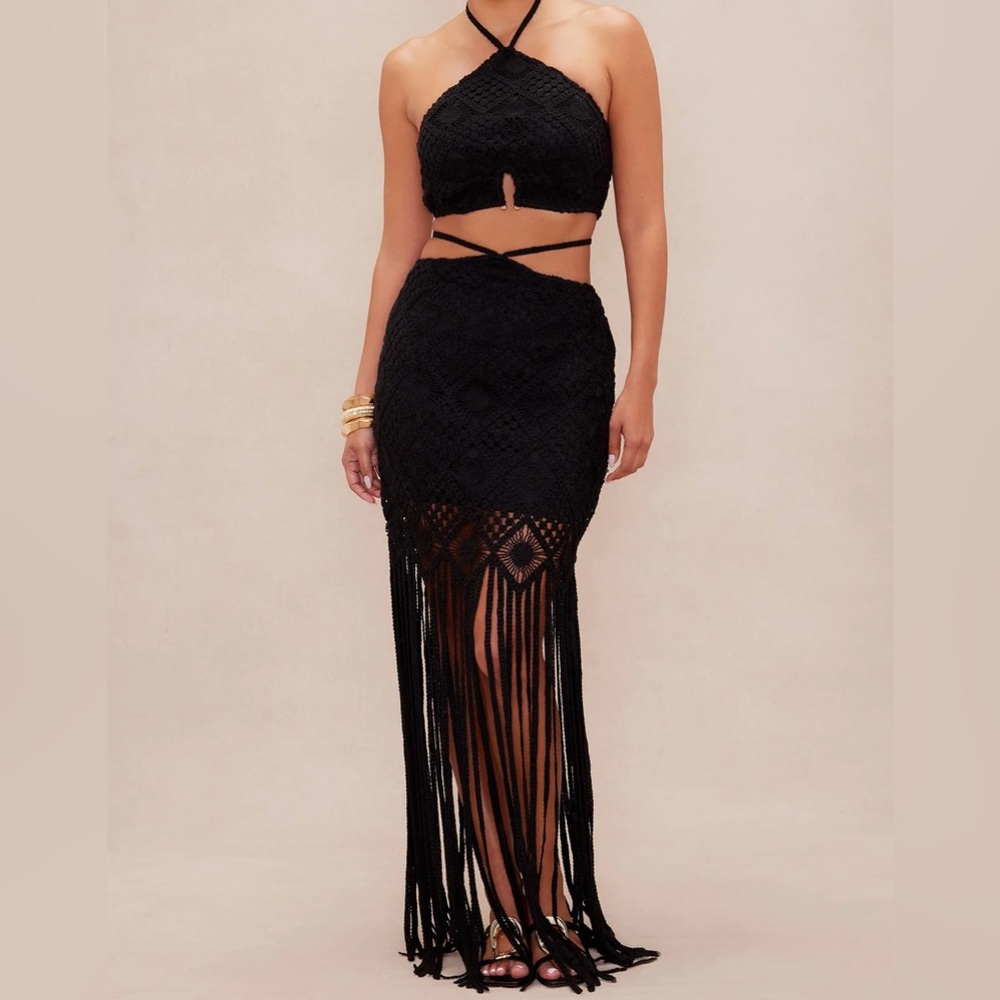 Black Crochet 2 piece Dress